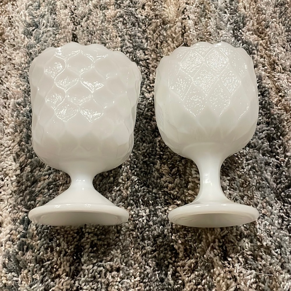 Milk Glass Vintage Goblet Vase Bundle